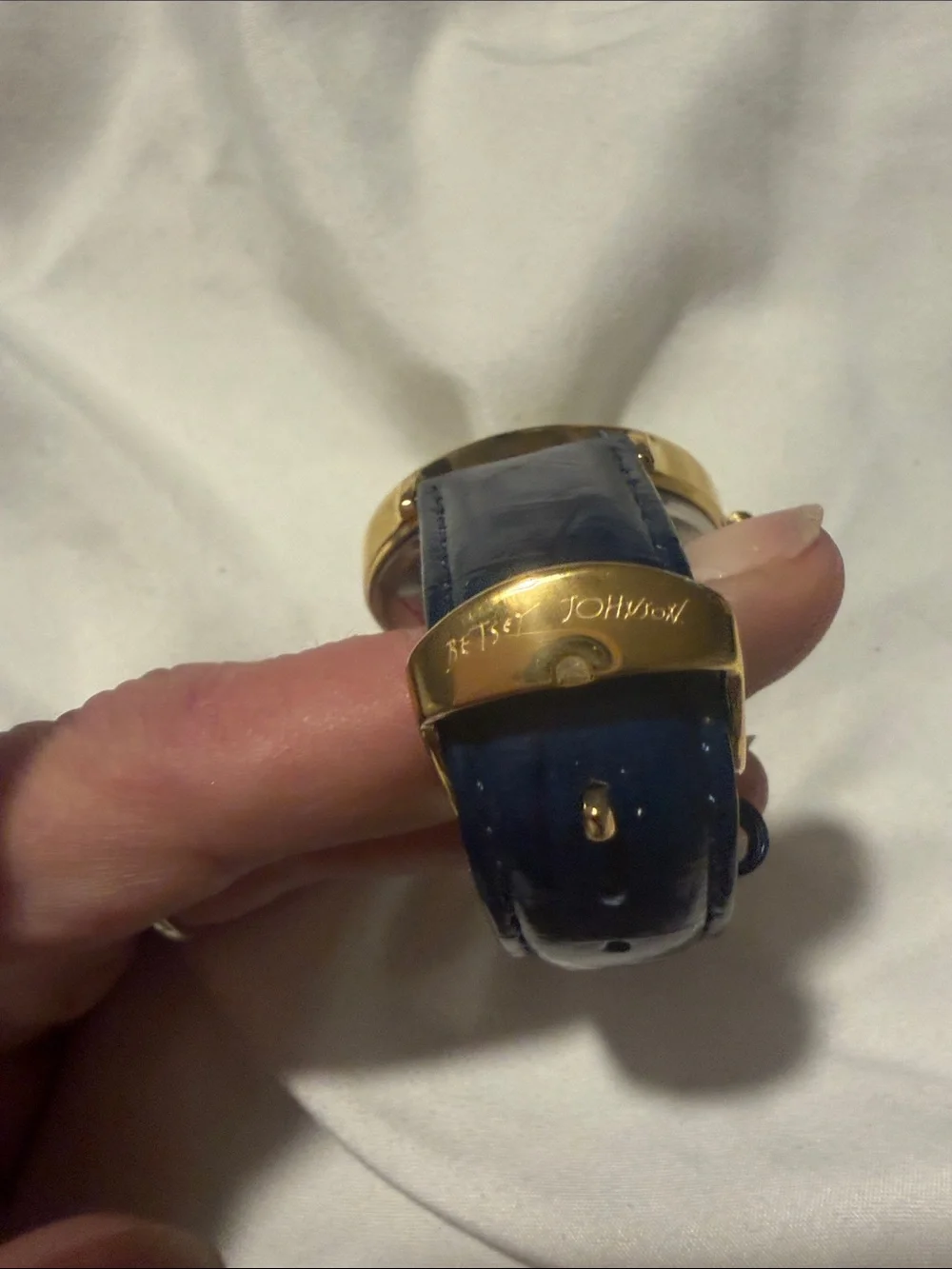 Betsey Johnson Gold-Tone Watch with Green & Blue Peacock Accents